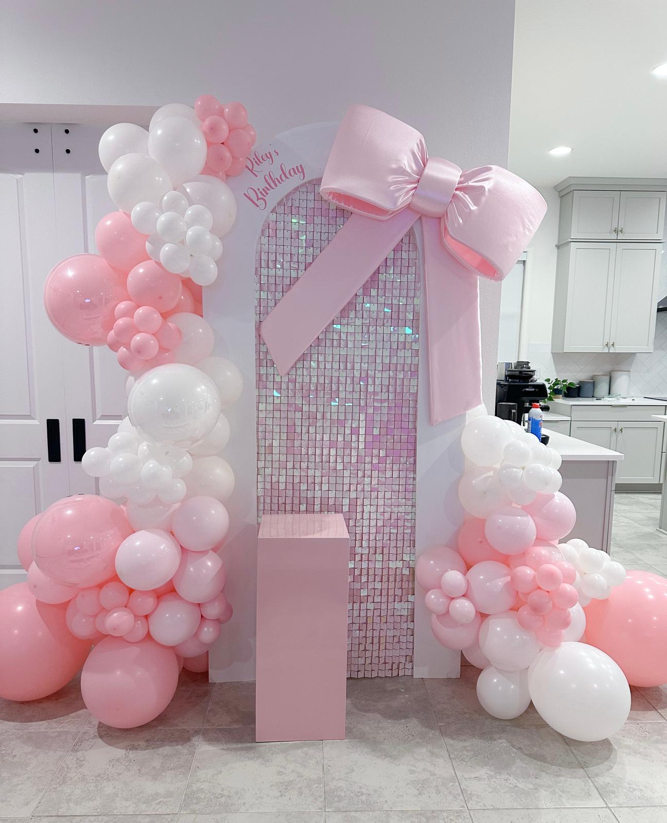 Pink bow birthday backdrop