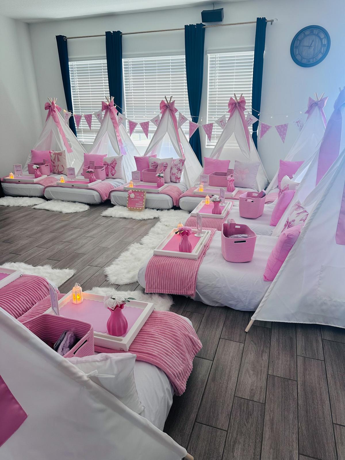 Pink sleepover setup